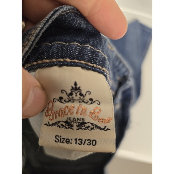 Grace in LA‎ Jeans Women 30x33 Easy Fit Mid Rise Bootcut Embellished Embroidery - Picture 10 of 14